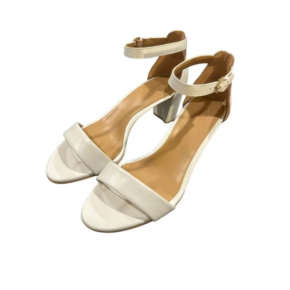 Naturalizer Womens Vera White Heel Sandals Shoes 12 Wide New In Box - Picture 2 of 10